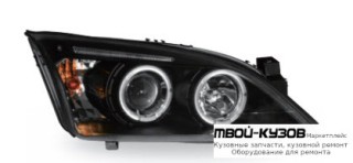 ФАРА ЛЕВАЯ + ПРАВАЯ (КОМПЛЕКТ) ТЮНИНГ ЛИНЗОВАННАЯ С СВЕТЯЩИЙСЯ ОБОДК (JUNYAN) ВНУТРИ ЧЁРНЫЙ для Ford MONDEO (04.2001-)