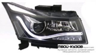 ФАРА ЛЕВАЯ + ПРАВАЯ (КОМПЛЕКТ) ТЮНИНГ ЛИНЗОВАННАЯ С СВЕТЯЩ.СЕКЦИЯМИ ДИОД ВНУТРИ ЧЁРНЫЙ (КИТАЙ) для Chevrolet CRUZE (2009-)