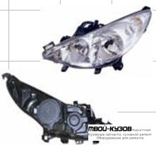 ФАРА ЛЕВАЯ СТОРОНА БЕЗ ПРОТИВОТУМ С КОРРЕКТОР (DEPO) для Peugeot 207 (2005-)