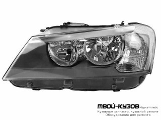 ФАРА ЛЕВАЯ СТОРОНА С КОРРЕКТОР ВНУТРИ (DEPO) ЧЁРНЫЙ для BMW F25 X3 (2011-)