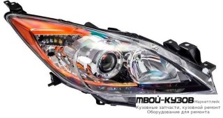 ФАРА ПРАВАЯ СТОРОНА ПОД КОРРЕКТОР ЛИНЗОВАННАЯ ВНУТРИ (DEPO) ЧЁРНЫЙ для Mazda 3 (2009-)