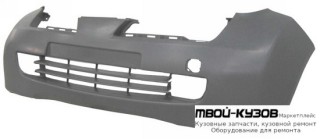 БАМПЕР ПЕРЕДНИЙ БЕЗ ОТВЕРСТИЙ ПОД ПРОТИВОТУМАННЫЕ ФАРЫ ГРУНТ (ТАЙВАНЬ) для Nissan MICRA (2003-)