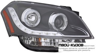ФАРА ЛЕВАЯ + ПРАВАЯ (КОМПЛЕКТ) (DEVIL EYES) ЛИНЗОВАННАЯ С СВЕТЯЩИЙСЯ ОБОДК БЕЗ КОРРЕКТОР (EAGLE EYES) ВНУТРИ ЧЁРНЫЙ для KIA SOUL (2010-)
