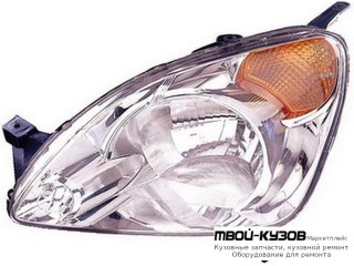 ФАРА ЛЕВАЯ СТОРОНА ПОД КОРРЕКТОР С УКАЗАТЕЛЬ ПОВОРОТА (DEPO) ЖЕЛТ для Honda CRV (2002-2005)