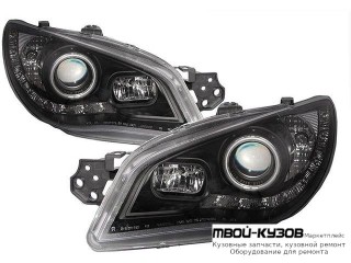 ФАРА ЛЕВАЯ + ПРАВАЯ (КОМПЛЕКТ) ТЮНИНГ (DEVIL EYES) ЛИНЗОВАННАЯ (JUNYAN) ВНУТРИ ЧЁРНЫЙ для Subaru IMPREZA (2001-)