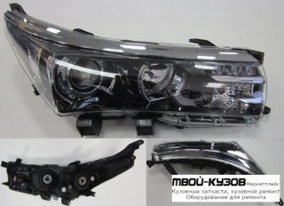 ФАРА ПРАВАЯ СТОРОНА ТЮНИНГ ЛИНЗОВАННАЯ , С ДИОД С КОРРЕКТОР С ХРОМ МОЛДИНГ ВНУТРИ ЧЁРНЫЙ (КИТАЙ) для Toyota COROLLA E180 (2013-)