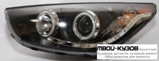 ФАРА ЛЕВАЯ + ПРАВАЯ (КОМПЛЕКТ) ТЮНИНГ (DEVIL EYES) ЛИНЗОВАННАЯ С 2 СВЕТЯЩИЙСЯ ОБОДК +/- ПОД КОРРЕКТОР (EAGLE EYES) ВНУТРИ ЧЁРНЫЙ для Hyundai IX35 (2010-)