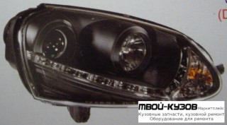ФАРА ЛЕВАЯ + ПРАВАЯ (КОМПЛЕКТ) ТЮНИНГ (DEVIL EYES) (КСЕНОН) ЛИНЗОВАННАЯ (SONAR) ВНУТРИ ЧЁРНЫЙ для Volkswagen GOLF V (10.2003-)