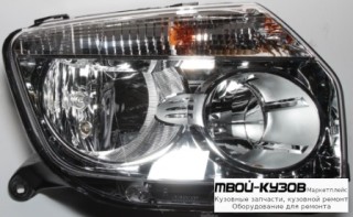 ФАРА ПРАВАЯ СТОРОНА ВНУТРИ ХРОМ С КОРРЕКТОР (ориг.) для Renault DUSTER (2010-)