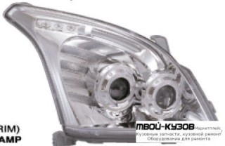 ФАРА ЛЕВАЯ + ПРАВАЯ (КОМПЛЕКТ) ТЮНИНГ 4 ЛИНЗОВАННАЯ С СВЕТЯЩИЙСЯ ОБОДК ДИОД (EAGLE EYES) ВНУТРИ ХРОМ для Toyota LANDCRUISER PRADO 120 (09.2002-)