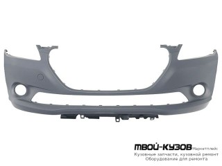БАМПЕР ПЕРЕДНИЙ С ОТВЕРСТИЯМИ ПОД ПРОТИВОТУМАННЫЕ ФАРЫ ЧЁРНЫЙ (ТАЙВАНЬ) для Peugeot 301 (2013-)