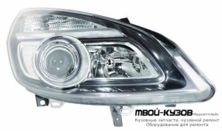 ФАРА ПРАВАЯ СТОРОНА ПОД КОРРЕКТОР ВНУТРИ (DEPO) ЧЁРНЫЙ для Renault SCENIC (06.2003 - 2012)