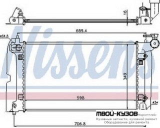 РАДИАТОР ОХЛАЖДЕНИЯ AT 1.4 1.6 (NISSENS) (AVA) для Toyota COROLLA DE120 / ZE120 (2002-) СЕДАН / УНИВЕРСАЛ, Toyota COROLLA DE120 / ZE120 (2002-) ХЭТЧБЭК, Toyota AVENSIS (2003-2007)