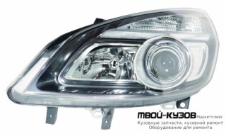 ФАРА ЛЕВАЯ СТОРОНА ПОД КОРРЕКТОР ВНУТРИ (DEPO) ЧЁРНЫЙ для Renault SCENIC (06.2003 - 2012)