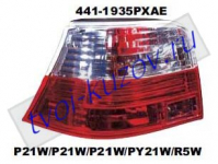 ФОНАРИ ЗАДНИЕ (левая и правая стороны) прозрачные красно/белые  - для VW GOLF