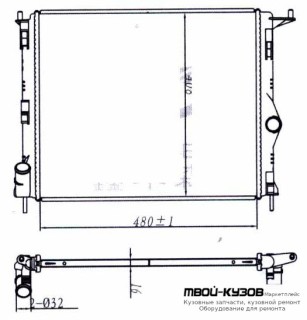РАДИАТОР ОХЛАЖДЕНИЯ БЕЗ КОНДИЦИОНЕРА для Renault LOGAN (2005-2014), Renault SANDERO (2008-), Автоваз LADA LARGUS (2012-), Nissan ALMERA G15 (2013-)