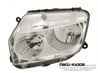 ФАРА ЛЕВАЯ СТОРОНА +/- ПОД КОРРЕКТОР ВНУТРИ ХРОМ (DEPO) для Renault DUSTER (2010-)