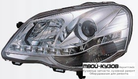 ФАРА ЛЕВАЯ + ПРАВАЯ (КОМПЛЕКТ) ТЮНИНГ (DEVIL EYES) ДИОД ЛИНЗОВАННАЯ (SONAR) ВНУТРИ ХРОМ для Volkswagen POLO (08.2001 - 2009)