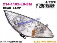 COLT 04- ФАРА ПЕРЕДНЯЯ ПР. H7+H7 С МОТОРОМ ХРОМ РАМКА 214-1182R-LD-EM