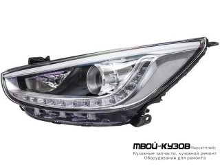 ФАРА ЛЕВАЯ СТОРОНА ЛИНЗОВАННАЯ +/- КОРРЕКТОР DRL( ХОД. ОГНИ) (КИТАЙ) для Hyundai SOLARIS (2011-)
