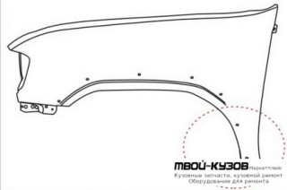КРЫЛО ПЕРЕДНИЙ ЛЕВАЯ СТОРОНА С ОТВ П/РАСШИРИТ (ТАЙВАНЬ) для Nissan PATFINDER R50 USA (1996-1999) (1999-2004) TERRANO (10.1997 - 1999)