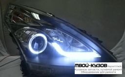 ФАРА ЛЕВАЯ + ПРАВАЯ (КОМПЛЕКТ) ТЮНИНГ ЛИНЗОВАННАЯ (DEVIL EYES) С СВЕТЯЩИЙСЯ ОБОДК +/- ПОД КОРРЕКТОР (EAGLE EYES) ВНУТРИ ХРОМ для Nissan TEANA (2008-2013)