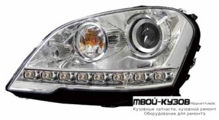 ФАРА ЛЕВАЯ + ПРАВАЯ (КОМПЛЕКТ) ТЮНИНГ ЛИНЗОВАННАЯ С ДИОД , КОРРЕКТОР ВНУТРИ (DEPO) ХРОМ для Mercedes W164 (ML) (07.2005-)