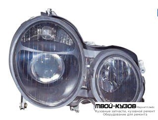 ФАРА ЛЕВАЯ + ПРАВАЯ (КОМПЛЕКТ) ПОД КОРРЕКТОР ТЮНИНГ ДИЗАЙН (Е КЛАСС 2003) ЛИНЗОВАННАЯ ВНУТРИ (DEPO) ЧЁРНЫЙ для Mercedes W210 (08.1995 - 08.1999) (09.1999 - 06.2002)