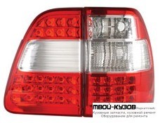 ФОНАРЬ ЗАДНИЙ ВНЕШНИЙ+ВНУТР ЛЕВАЯ + ПРАВАЯ (КОМПЛЕКТ) ТЮНИНГ ПРОЗРАЧНЫЙ ХРУСТАЛ С ДИОД ГАБАРИТ , СТОП СИГНАЛ (DEPO) БЕЛ-КРАСНЫЙ для Toyota LANDCRUISER 100 (1998-)