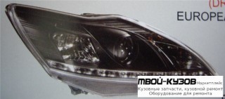 ФАРА ЛЕВАЯ + ПРАВАЯ (КОМПЛЕКТ) ТЮНИНГ (DEVIL EYES) ЛИНЗОВАННАЯ (SONAR) ВНУТРИ ЧЁРНЫЙ для Ford FOCUS (2008-2010)