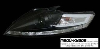ФАРА ЛЕВАЯ + ПРАВАЯ (КОМПЛЕКТ) ТЮНИНГ ЛИНЗОВАННАЯ (DEVIL EYES) С ДИОД УКАЗАТЕЛЬ ПОВОРОТА , КОРРЕКТОР (JUNYAN) ВНУТРИ ЧЁРНЫЙ для Ford MONDEO (04.2007-)