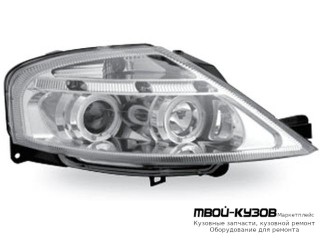 ФАРА ЛЕВАЯ + ПРАВАЯ (КОМПЛЕКТ) ТЮНИНГ ЛИНЗОВАННАЯ С СВЕТЯЩИЙСЯ ОБОДК (JUNYAN) ВНУТРИ ХРОМ для Citroen C3 (05.2002 - 10.2005) (11.2005-)