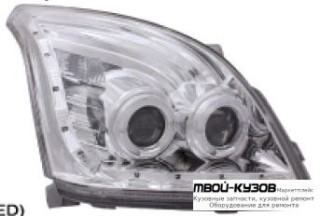 ФАРА ЛЕВАЯ + ПРАВАЯ (КОМПЛЕКТ) ТЮНИНГ 4 ЛИНЗОВАННАЯ (DEVIL EYES) С СВЕТЯЩИЙСЯ ОБОДК ДИОД (EAGLE EYES) ВНУТРИ ХРОМ для Toyota LANDCRUISER PRADO 120 (09.2002-)