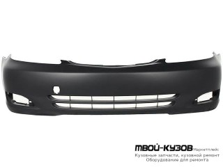БАМПЕР ПЕРЕДНИЙ С ОТВЕРСТИЯМИ ПОД ПРОТИВОТУМАННЫЕ ФАРЫ , П/КРЮК БЕЗ ОТВ П/ОМЫВАТЕЛЬ ФАР ЧЁРНЫЙ (ТАЙВАНЬ) для Toyota CAMRY V30 (10.2001-)