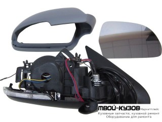 ЗЕРКАЛО ПРАВАЯ СТОРОНА ЭЛЕКТР С ПОДОГРЕВОМ УКАЗАТЕЛЬ ПОВОРОТА , ПОДСВЕТ , АВТОСКЛАДЫВ (CONVEX) ГРУНТ (ТАЙВАНЬ) для Skoda OCTAVIA (2008-2012)