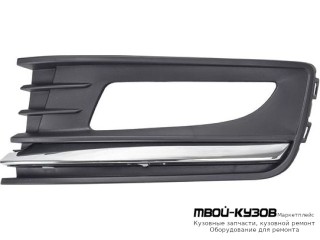 РЕШЕТКА БАМПЕРА ПЕРЕДНИЙ ЛЕВАЯ СТОРОНА С ОТВЕРСТИЯМИ ПОД ПРОТИВОТУМАННЫЕ ФАРЫ С ХРОМ МОЛДИНГ (СЕДАН) (КИТАЙ) для Volkswagen POLO (09.2010 - 2020)