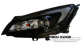 ФАРА ЛЕВАЯ + ПРАВАЯ (КОМПЛЕКТ) ТЮНИНГ ЛИНЗОВАННАЯ С СВЕТЯЩ.СЕКЦИЯМИ , КОРРЕКТОР (JUNYAN) ВНУТРИ ЧЁРНЫЙ для Opel ASTRA J (2009-)