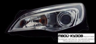 ФАРА ЛЕВАЯ + ПРАВАЯ (КОМПЛЕКТ) ТЮНИНГ ЛИНЗОВАННАЯ С СВЕТЯЩ.СЕКЦИЯМИ , КОРРЕКТОР (JUNYAN) ВНУТРИ ХРОМ для Opel ASTRA J (2009-)