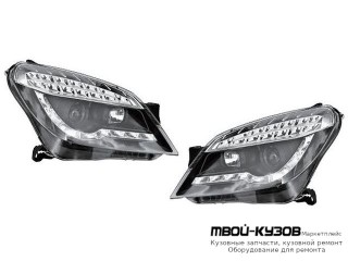 ФАРА ЛЕВАЯ + ПРАВАЯ (КОМПЛЕКТ) ТЮНИНГ ЛИНЗОВАННАЯ С КОРРЕКТОР , ДИОД УКАЗАТЕЛЬ ПОВОРОТА (JUNYAN) ВНУТРИ ЧЁРНЫЙ для Opel ASTRA H (06.2004-)
