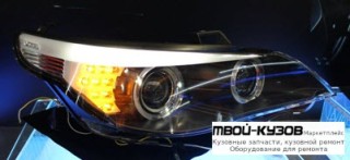 ФАРА ЛЕВАЯ + ПРАВАЯ (КОМПЛЕКТ) ТЮНИНГ (КСЕНОН) С ДИОД УКАЗАТЕЛЬ ПОВОРОТА СВЕТЯЩ.СЕКЦИЯМИ СВЕТЯЩИЙСЯ ОБОДК ЛИНЗОВАННАЯ (SONAR) ВНУТРИ ЧЁРНЫЙ для BMW E60 (2002-)