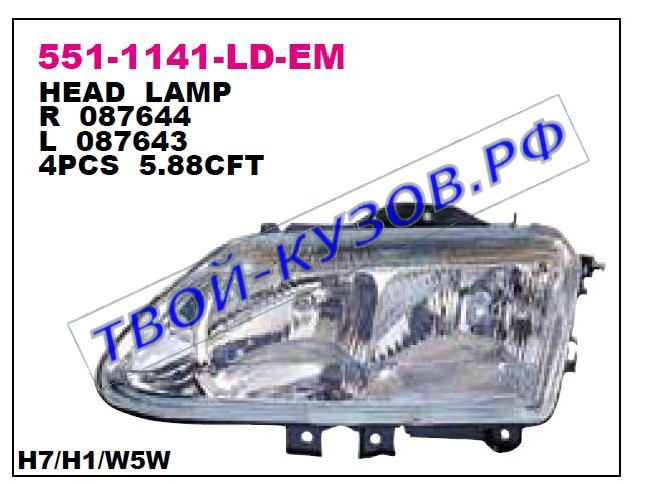 espace фара левая (под электро корректор) 551-1141L-LD-EM