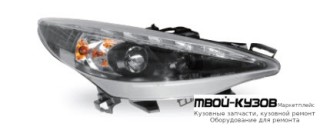ФАРА ЛЕВАЯ + ПРАВАЯ (КОМПЛЕКТ) ТЮНИНГ ЛИНЗОВАННАЯ (DEVIL EYES) БЕЗ ПРОТИВОТУМ С КОРРЕКТОР (JUNYAN) ВНУТРИ ЧЁРНЫЙ для Peugeot 207 (2005-)