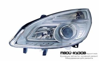 ФАРА ЛЕВАЯ СТОРОНА ПОД КОРРЕКТОР ВНУТРИ (DEPO) ХРОМ для Renault SCENIC (06.2003 - 2012)