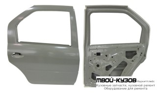 ДВЕРЬ ЗАДНИЙ ЛЕВАЯ СТОРОНА БЕЗ ОТВ ПОД МОЛДИНГ (КИТАЙ) для Renault LOGAN (2005-2014)