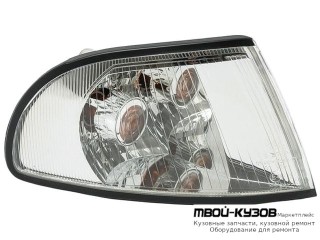 УКАЗ.ПОВОРОТА УГЛОВОЙ ПРАВАЯ СТОРОНА ТЮНИНГ ПРОЗРАЧНЫЙ ВНУТРИ (DEPO) ХРОМ для Audi A4 (12.1994 - 12.1998)