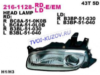 ФАРА левая ЛИНЗОВ.под кор.(5 ДВ) Н1/H3  - для MAZDA 323