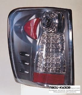 ФОНАРЬ ЗАДНИЙ ВНЕШНИЙ ЛЕВАЯ + ПРАВАЯ (КОМПЛЕКТ) ТЮНИНГ ПРОЗРАЧНЫЙ С ДИОД (SONAR) ВНУТРИ ЧЁРНЫЙ-ХРОМ для Jeep GRAND CHEROKEE (1999-2005)