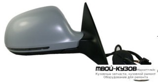 ЗЕРКАЛО ПРАВАЯ СТОРОНА ЭЛЕКТР С ПОДОГРЕВОМ С АВТОСКЛАДЫВ , ПАМЯТЬЮ , SIDE ASSIST , УКАЗАТЕЛЬ ПОВОРОТА (ASPHERICAL) ГРУНТ (ТАЙВАНЬ) для Audi A6 (2008-2010)
