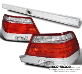 ФОНАРЬ ЗАДНИЙ ВНЕШНИЙ ЛЕВАЯ + ПРАВАЯ (КОМПЛЕКТ) С ЦЕНТР МОЛДИНГ ТЮНИНГ ХРУСТАЛ БЕЛ-КРАСНЫЙ для Mercedes W140 SEDAN (05.1993 - 10.1998)