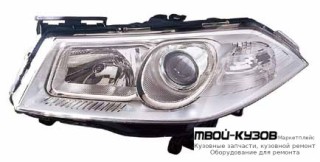 ФАРА ЛЕВАЯ СТОРОНА (КСЕНОН) ПОД КОРРЕКТОР ВНУТРИ (DEPO) ЧЁРНЫЙ для Renault MEGANE (2003-2007)